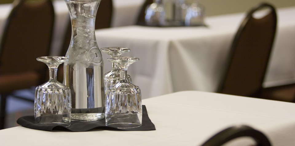 Glasses with water pitcher