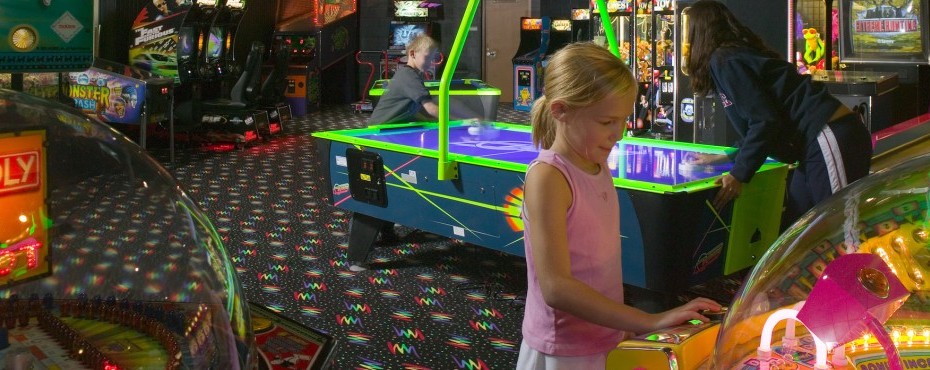 Girl playing in the arcade
